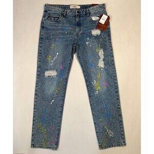 Jeanius Akademiks Paint Splatter Distressed Denim Jeans Men's  Size 38x30